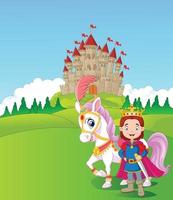 Cartoon prince and royal horse vector