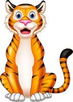 tigre sonriente de dibujos animados aislado sobre fondo blanco vector