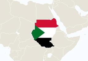 África con el mapa de Sudán resaltado. vector