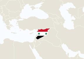 Asia with highlighted Syria map. vector