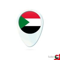 Sudan flag location map pin icon on white background. vector