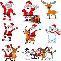 Cartoon Santa clause collection set vector