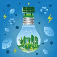 Bulb Eco City Concept vector