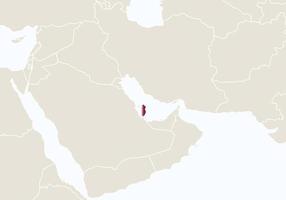 Asia with highlighted Qatar map. vector