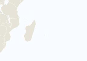 África con el mapa de Mauricio resaltado. vector
