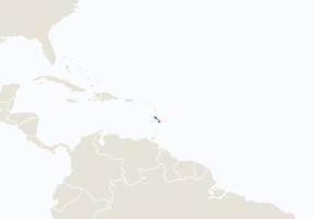 américa del sur con el mapa resaltado de saint kitts y nevis. vector