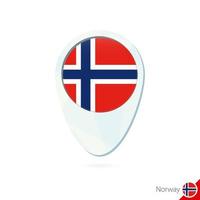 Icono de pin de mapa de ubicación de bandera de noruega sobre fondo blanco. vector