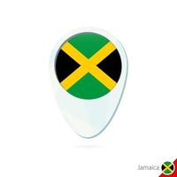 Jamaica flag location map pin icon on white background. vector