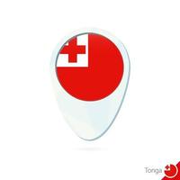 Tonga flag location map pin icon on white background. vector