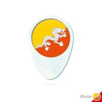Bhutan flag location map pin icon on white background. vector