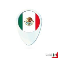 icono de pin de mapa de ubicación de bandera de México sobre fondo blanco. vector