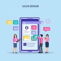 concepto de diseño ui ux, creando un diseño de aplicación, contenido y lugar de texto, ilustración vectorial vector