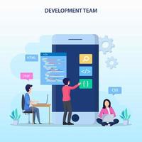 Development team at work concept. Flat vector illustration