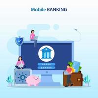 Mobile banking concept illustration vector. vector