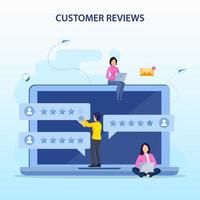 Customer reviews concept. online reviews, experience or feedback, star rating, notifications vector