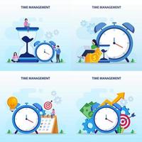 Time management concept, Flat vector template Style Suitable for Web Landing Page, Background.