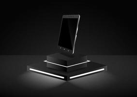 Podium realistic pedestal scene for product display with modern smartphone simulation 3D vector