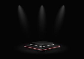 spotlight podium red neon pedestal scene for product display vector