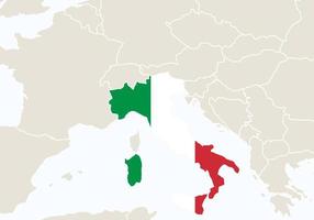 Europe with highlighted Italy map. vector