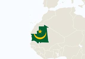 África con el mapa de Mauritania resaltado. vector