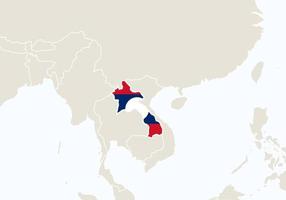 Asia with highlighted Laos map. vector