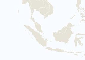 Asia with highlighted Singapore map. vector