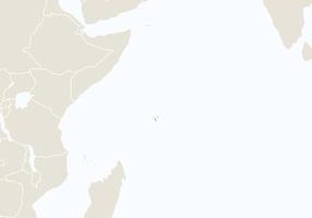 Africa with highlighted Seychelles map. vector