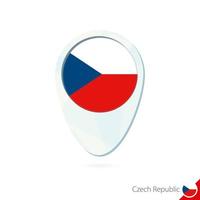 Czech Republic flag location map pin icon on white background. vector