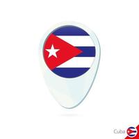 icono de pin de mapa de ubicación de bandera de cuba sobre fondo blanco. vector