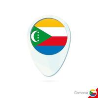 Comoros flag location map pin icon on white background. vector