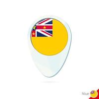 Niue flag location map pin icon on white background. vector