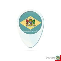 USA State Delaware flag location map pin icon on white background. vector