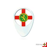 Alderney flag location map pin icon on white background. vector