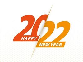 Happy New Year 2022, vector greeting illustration 2022 orange text design.