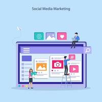 Social media marketing planner flat vector illustration.