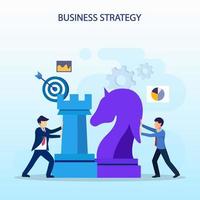 Set bundle Business strategy concept, People are planning, team metaphor, Target achievement, Strategic and tactics chess pieces. Flat vector template style Suitable for Web Landing Pages.