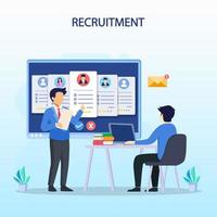 Hiring and recruitment concept. Job interview, recruitment agency vector illustration.