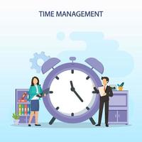 Time management concept, Flat vector template Style Suitable for Web Landing Page, Background.