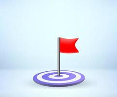 Flag on a target. success concept. 3d vector illustration