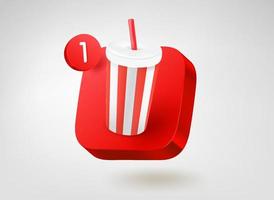 Beverage on red platform. 3d vector mobile application icon