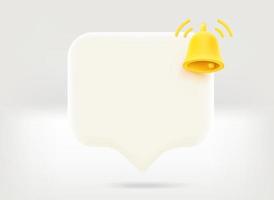 Blank chat bubble with notification icon. 3d vector illustration