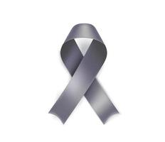 símbolo del mes de concientización sobre el cáncer cerebral. cinta gris aislado sobre fondo blanco