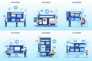 UI UX design concept, Creating an application design, content and text place, Vector illustration