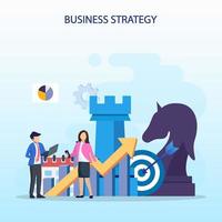 Set bundle Business strategy concept, People are planning, team metaphor, Target achievement, Strategic and tactics chess pieces. Flat vector template style Suitable for Web Landing Pages.