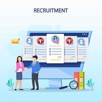 Hiring and recruitment concept. Job interview, recruitment agency vector illustration.