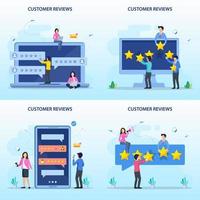 Customer reviews concept. online reviews, experience or feedback, star rating, notifications vector