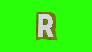 alphabet r - papier d'animation de note de rançon coupé sur écran vert video