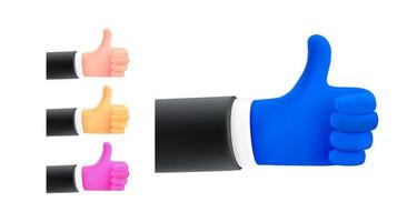 Cartoon businessmen thumbs up collection. 3d vector clipart isolated on white