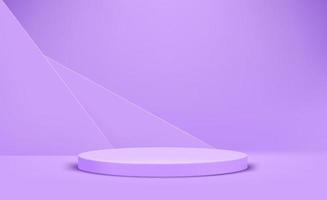 Violet interior with podium. Vector 3d illustration