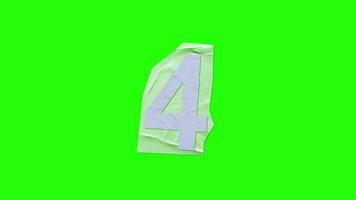 número 4 - papel de animação de nota de resgate cortado na tela verde